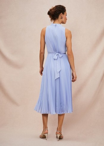 Phase Eight Simara Pleated Dress Blue Canada | IUPJVQ-074